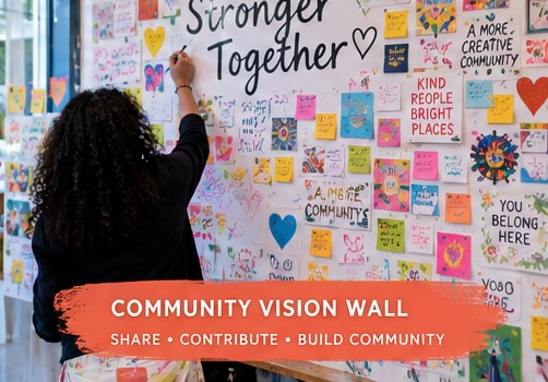 Community vision wall collaborative installation participants